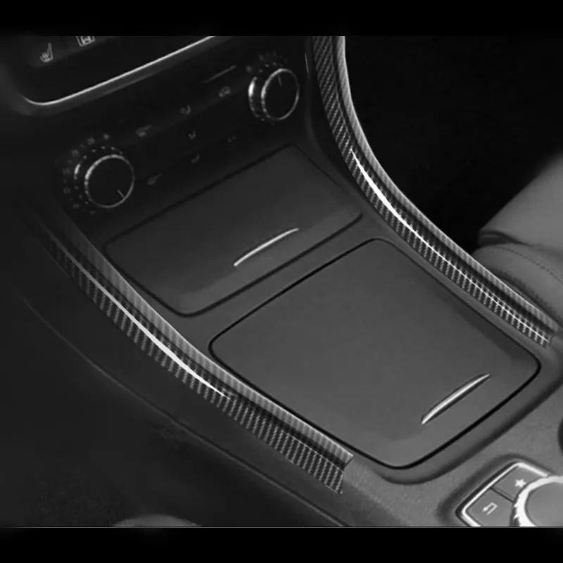 Carbon-Fiber-Style-Center-Console-Storage-Box-Trim-Strips-2Pcs-For-Mercedes-Benz-GLA-X156-CLA