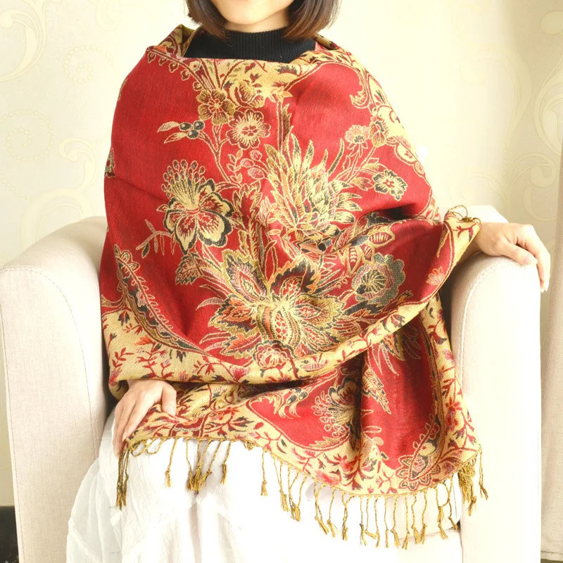 Женский шарф с цветочной вышивкой DANKEYISI осенне зимний кисточками|jacquard scarf|women's