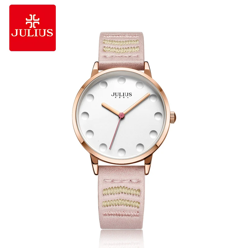 

Julius Women Watch Ladies Watches Special Scale Clock Fashion Big Dial PU Strap Waterproof Quartz Watch Brand