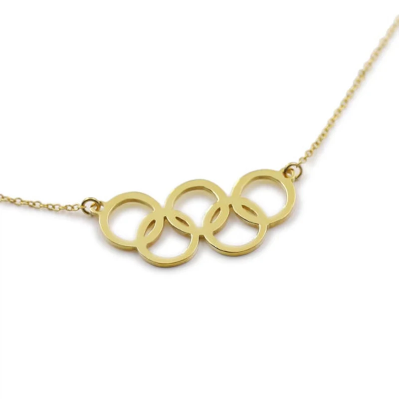 Custom Silver Pendant Olympic 5 Necklace, Rio Olympic 5 Logo, Rio
