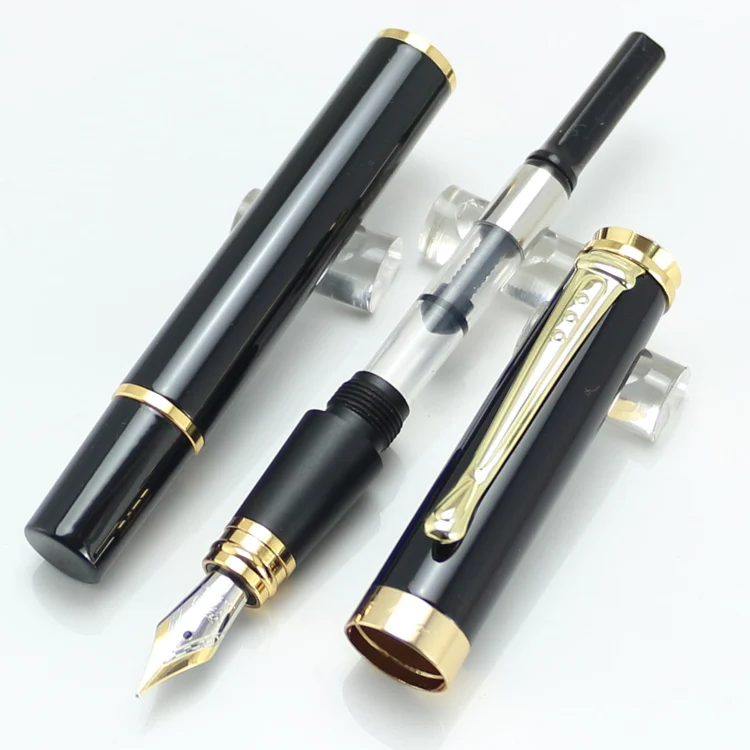 Черная лакированная перьевая ручка JINHAO 500 с золотой отделкой перьевым