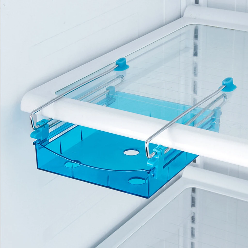 Новая горячая Распродажа Смарт слайд холодильник, морозильник полка держатель компактный застегивающийся вакуумный держатель крюка корзины для хранения - Цвет: Blue