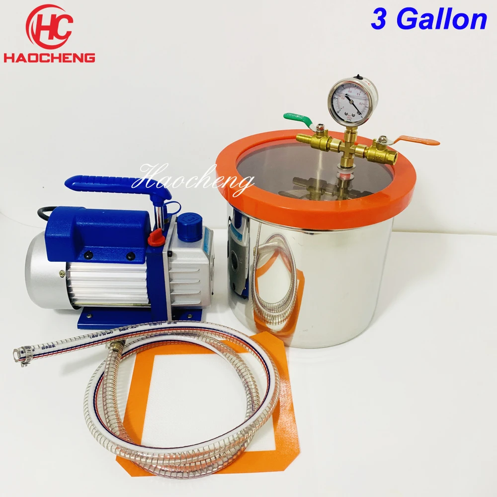 Бесплатная доставка 3 комплекта/партия галлон (12L) вакуумной камере с 2.5CFM (1.4L/s) 220V