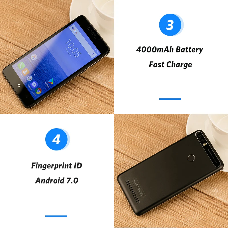 LEAGOO KIICAA мощность 5 0 дюймов мобильный телефон Android 7 MT6580A 4 ядра 2 Гб 16 двойной камера