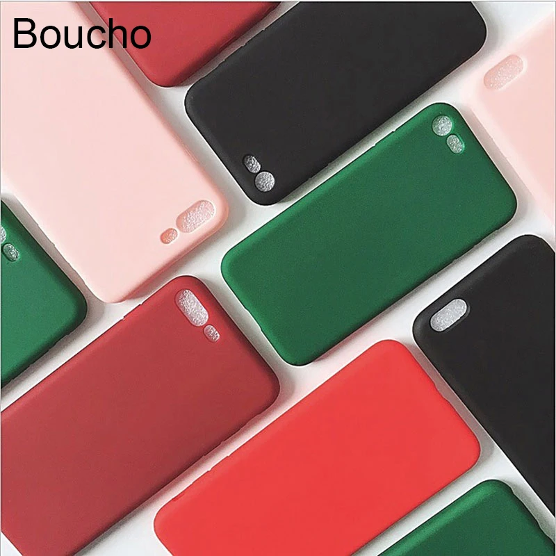 

Boucho Ultrathin Phone Cases For iPhone 5 5s SE X Xs MAX XR Solid Color Soft TPU Case For iPhone 6 6s 7 8 plus Candy Color Cover