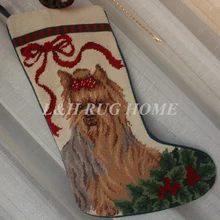 Рождественские носки ручной работы Новогодний носок для подарков, носки для милых собак 28X43 см