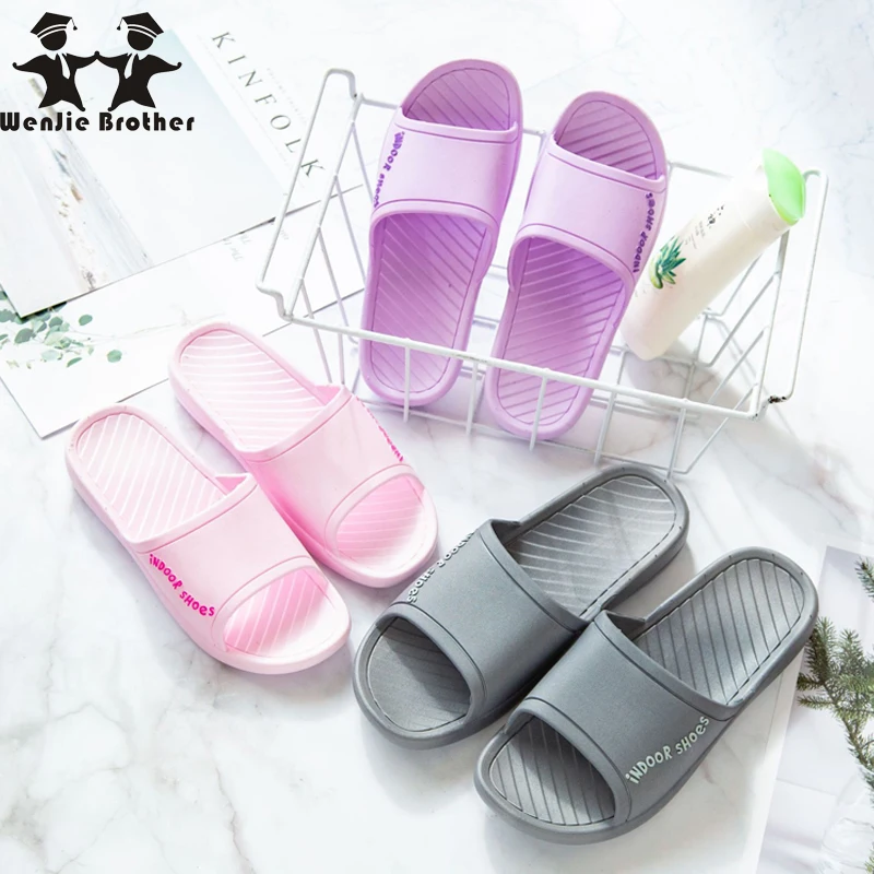 

wenjie brother new Soft bottom home shoes men and women summer couple shoes non-slip thick-soled sandals and slippers