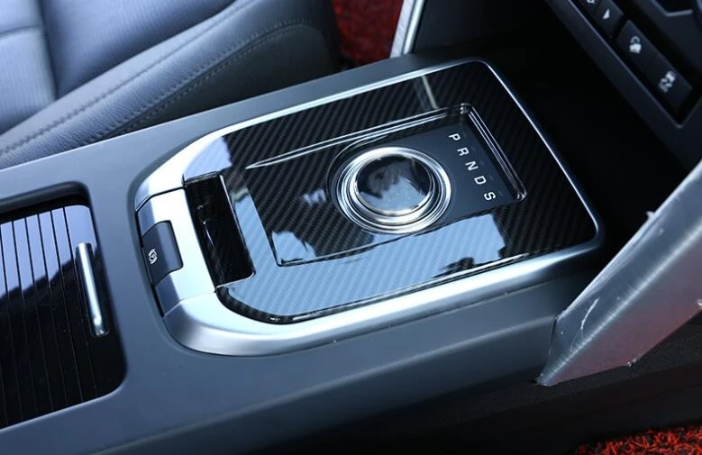 

carbon fiber Car-Styling Interior Moulding Chrome Gear Shift Panel Trim Sticker For Land Rover Discovery Sport 2015-2017