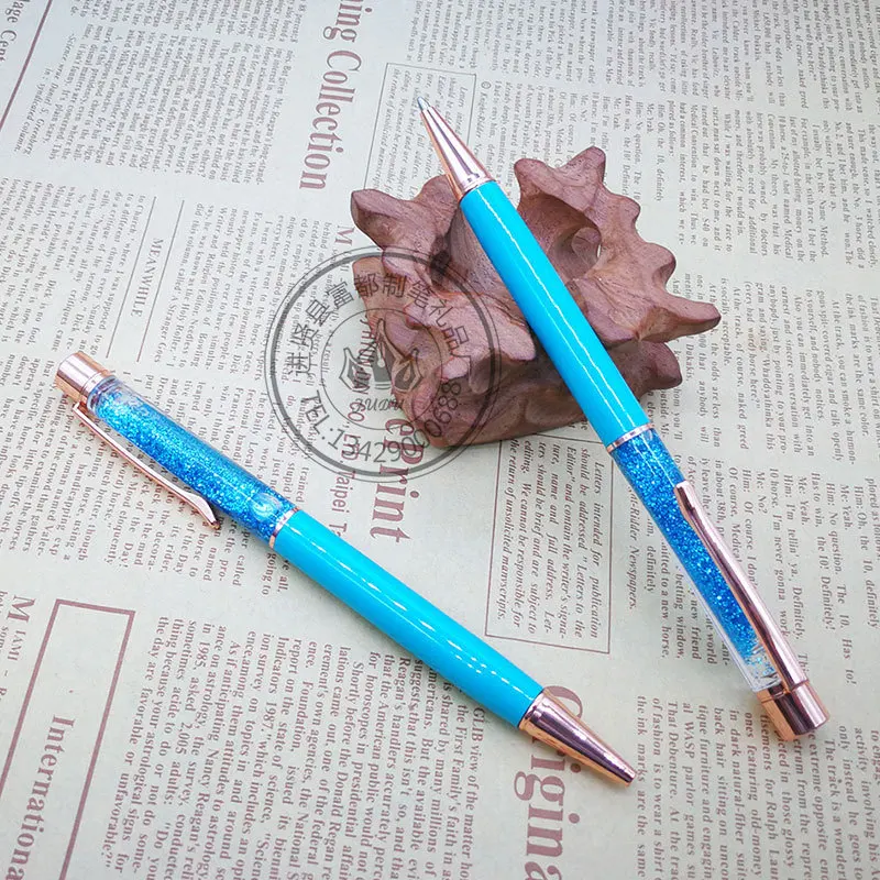 Мини металлическая медная шариковая ручка Роскошная латунная Золотая фольга Шариковая ручка Серебряная пенальти карандаш офисный школьный принадлежности для письма 1,0 мм - Цвет: Blue