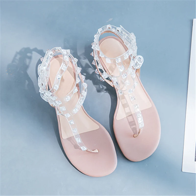Gladiateur Femme Eunice Rivets String Choo sangles As Femmes Style 2018 Talons Étrange Sandales Transparent Pvc Picture Med T D'été xa5WYqZwR