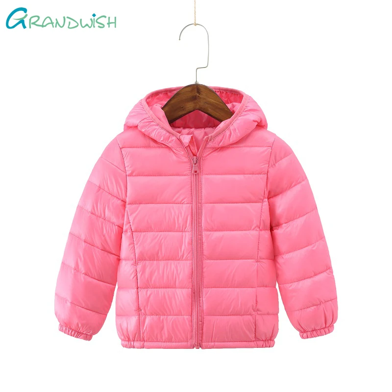 

Grandwish Girls Autumn Warm Light Down Jacket Boys Fashion Hooded Coat Children Winter Solid Princess Wind Jacket 3T-12T, JC200