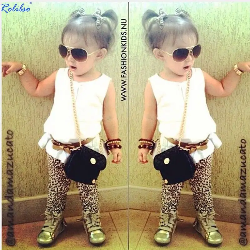 Летний комплект из 3 предметов для девочек с поясом Белый Топ без рукавов +