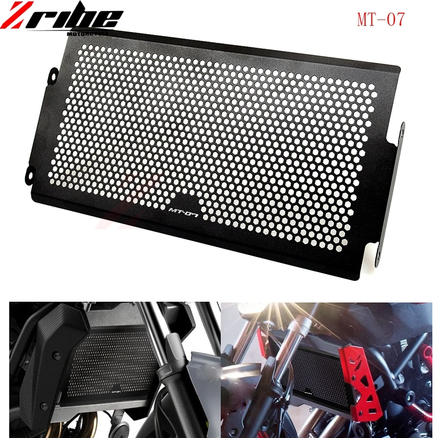For Hot sales BLACK Frosted Style Motorcycle Radiator Grille Guard Cover Protector For YAMAHA MT07 MT-07 mt 07 FZ-07 2014 XSR700
