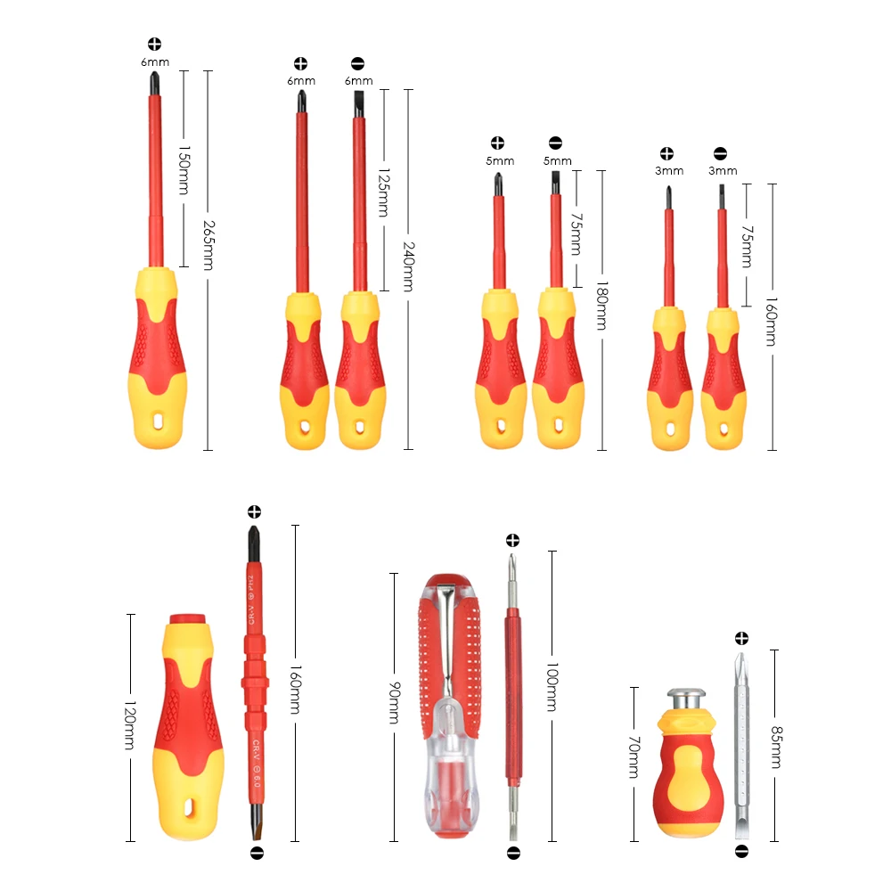 10 в 1 Мультитул 1000 В изолированный Набор отверток+ магнитные прорези Phillips биты Электрическая работа мульти-бит набор ручных инструментов