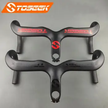 

Toseek Full Carbon Fiber Road Handlebar Bent Bar bicycle Integrated matte handlebar 3K carbon road handlebar bike parts 28.6mm