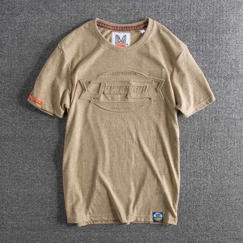 

Summer British Trendy Embossed Letter Patterns Original Single Men's T-shirt with Round Neck and Short Sleeve tops wholesale XL