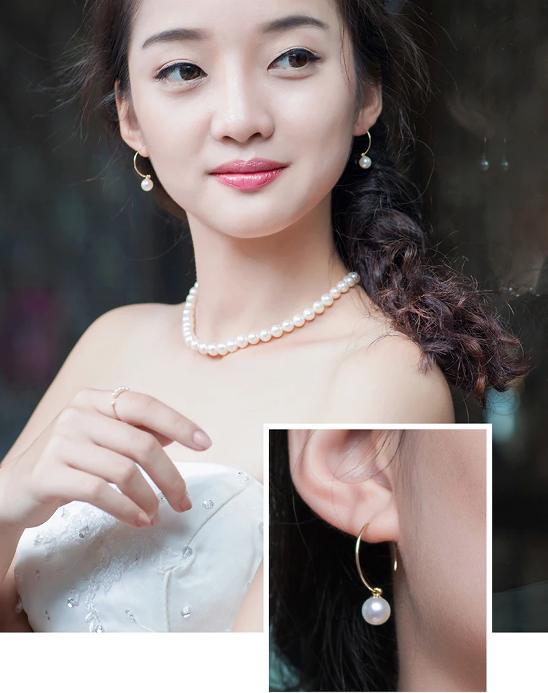 25mm 18k gold diy hoop pearl earrings model show