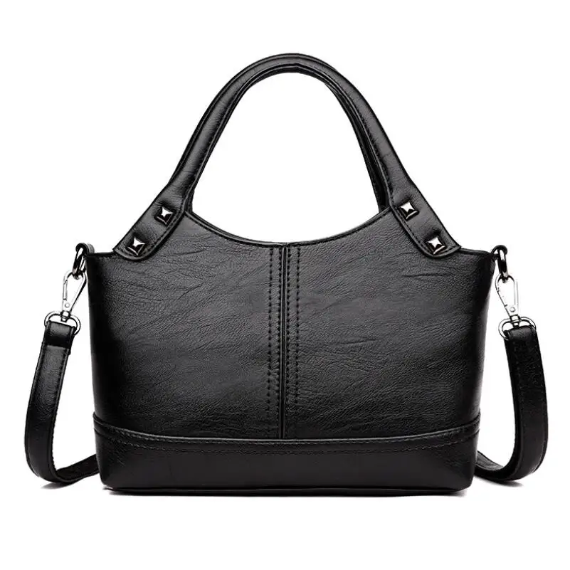 

New Women PU Leather Handbags Ladies Solid Color Bag Female Square Shoulder Bags New Fashion Rivets Crossbody Bags