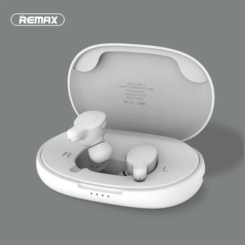 Беспроводная гарнитура Remax TWS 3 Bluetooth наушники вкладыши Twins с зарядным боксом
