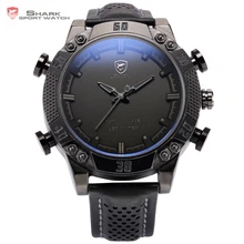 Kitefin Requin Sport Montre Relogio Double Mouvement Date Jour Affichage LED Bande de Cuir Quartz Hommes Militaire Numérique Montre-Bracelet/SH262