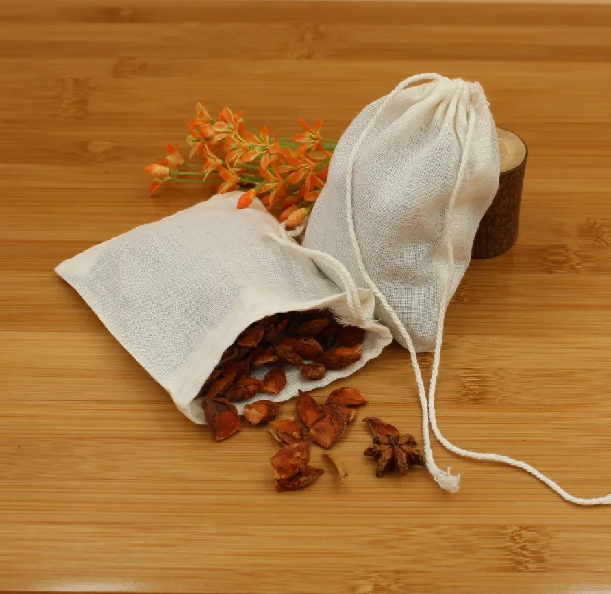 Cotton font b Drawstring b font Strainer Tea font b Bag b font Spice Food Separate
