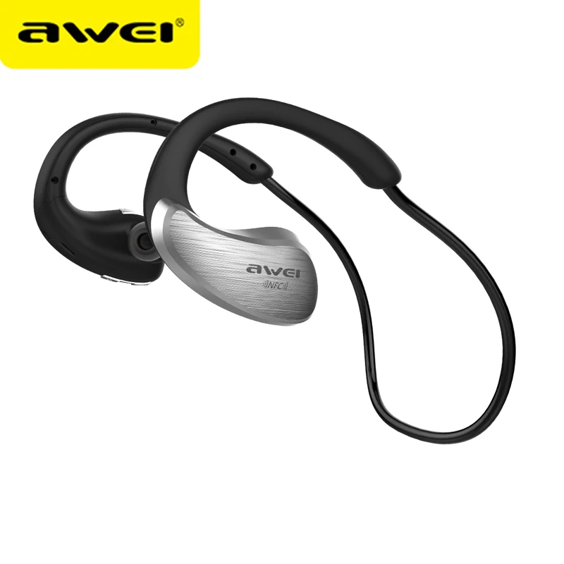 AWEI A885BL APT-X, беспроводные Bluetooth наушники, спортивные, с ушным крюком, Hi-Fi, стерео, бас, без потерь, звук, NFC, быстрая зарядка - Цвет: Grey