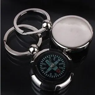 

stainless steel Compass Keychain ring Key Holder Chains fashion jewelry promotion free drop shipping Gift bag top quality