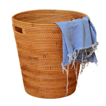 

1PC New Rattan Laundry Basket dirty clothes Storage Basket Bathroom Product Hamper vintage decorative hand woven baskets large