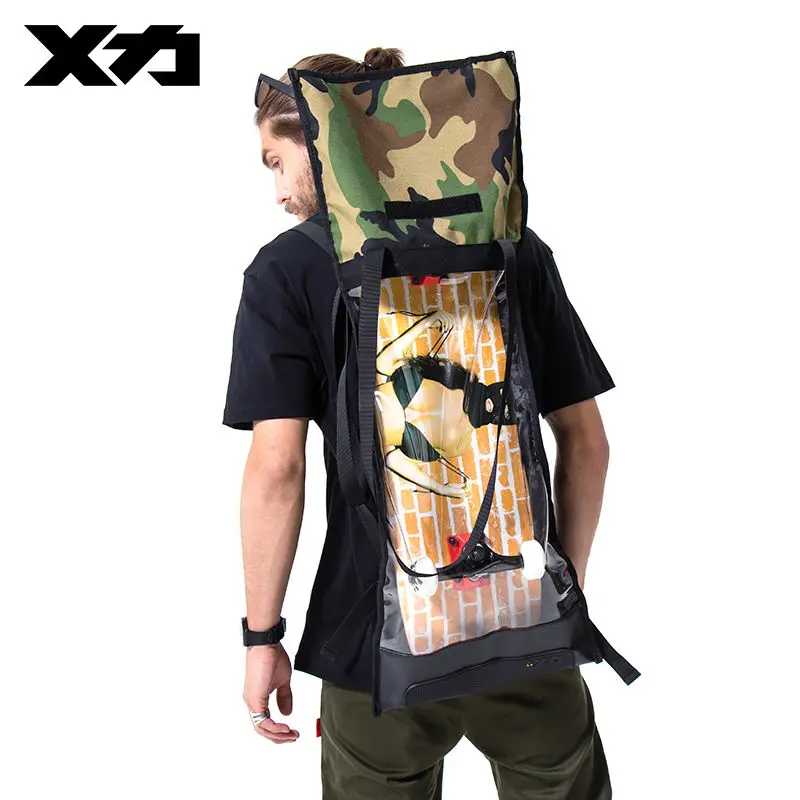 MACKAR Skateboard Backpack Bag 1000D Nylon+Transparent Silicone TPU