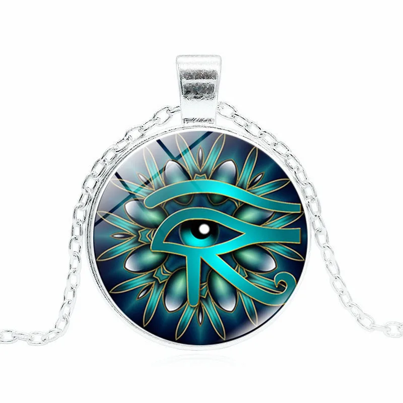 

2018 New Women jewelry Retro Egyptian The Eye of Horus Sweater Pendant Necklace Round Glass Alloy Jewelry for women men Gift