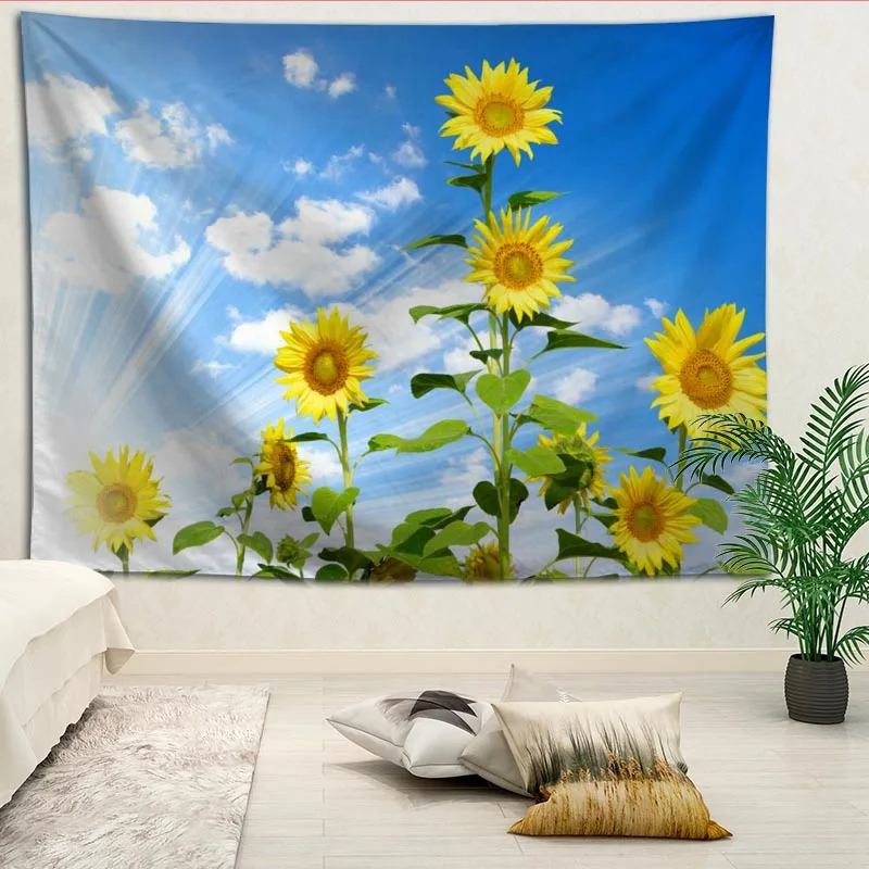 На заказ sunfiower печатных гобелены пляжное полотенце Йога коврик одеяло украшение стены Бохо Декор гобелен больше размеров