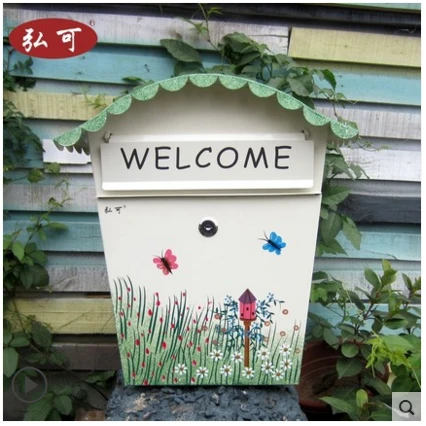 

Top selling European wall Mailbox Fashion Vintage Bucket tin Newspaper box Post Letter Box Zinc Coated