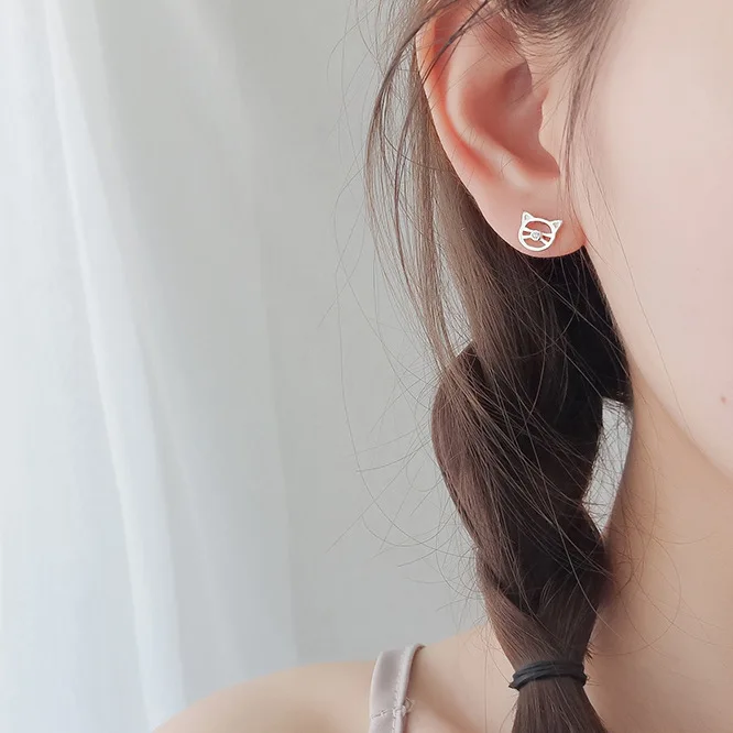 Cat cz серьги 100% 925 пробы серебряные ювелирные изделия гипоаллергенный стержень для