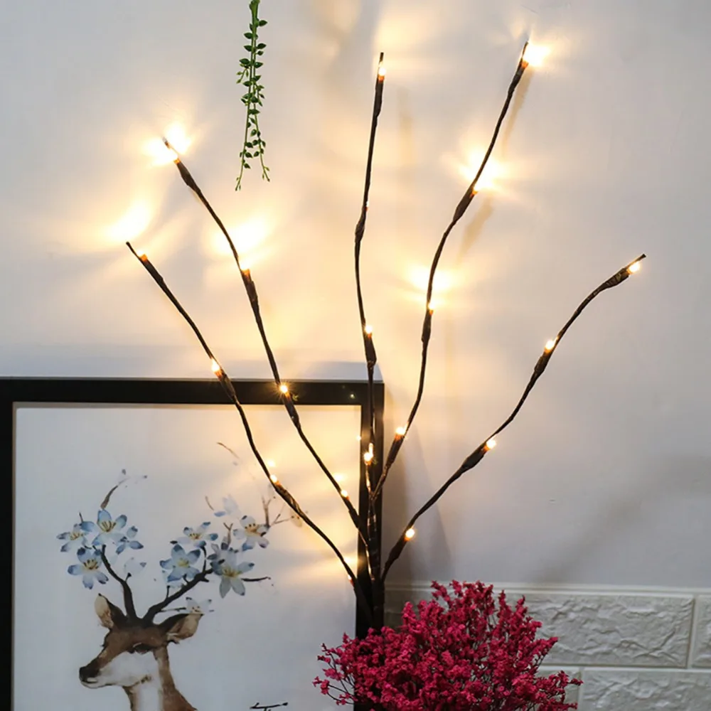

5Pcs Creative LED Willow Branch String Lights 20leds Floral Lights Home Christmas Party Garden Decor Desktop Decoration Lights