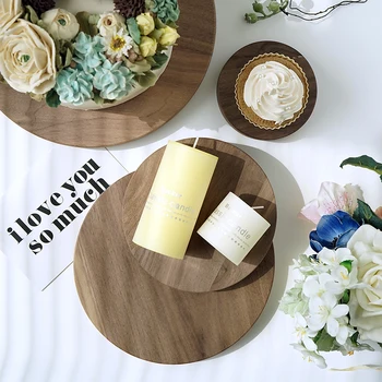 

Walnut wood tray Japanese style dessert serving tray cupcake board food plate home decorating for jewelry candle perfume