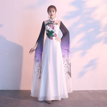 

Sexy Embroidery Chinese Traditional Female Cheongsam Dress Vestidos Chinos Oriental Elegant Flower Wedding Gowns Party Dresses