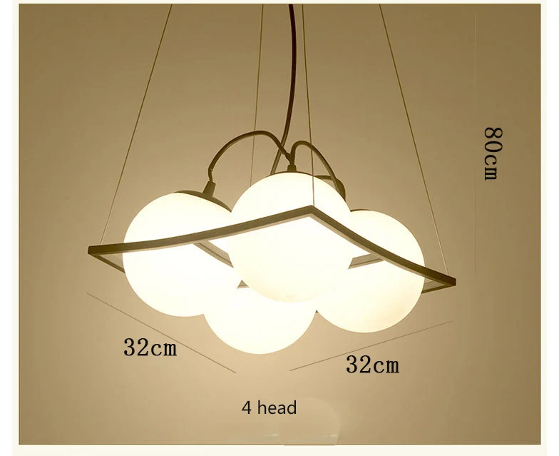 Современный скандинавский дизайн E27 черный шар светодиодный потолочный светильник люстра люстры лампа для лофт кухня гостиная спальня столовая - Цвет абажура: 4 head