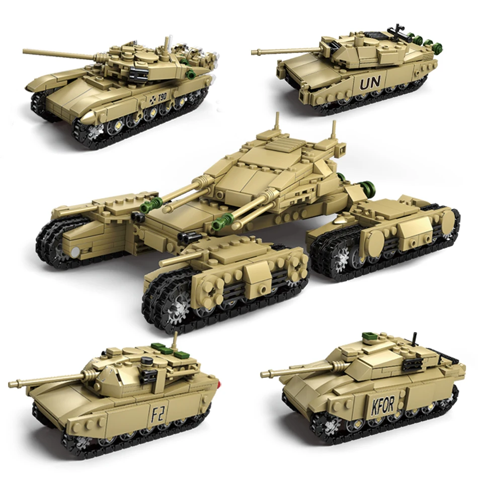 

1242pcs Army Model Tanks 4 In 1 Assemblage Building Blocks Set Compatible military weapon tank Bricks Children Toys boys
