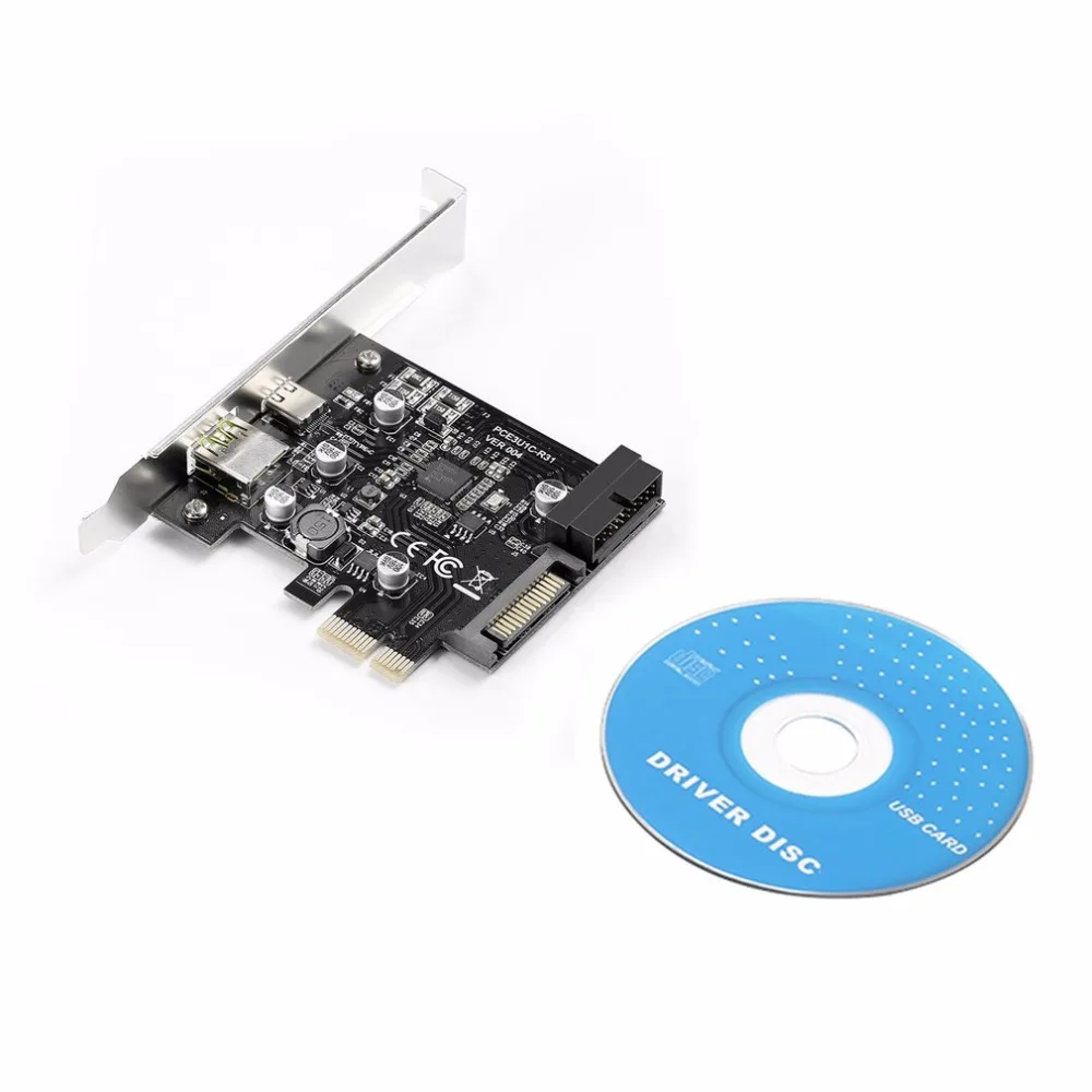PCI-E Card 1x Express to USB3.1 Type C Dual Port Fast Charge Expansion Card Adapter for PC Computer + Driver CD PCI-E Card 1x Express to USB3.1 Type C Dual Port Fast Charge Expansion Card Adapter for PC Computer + Driver CD