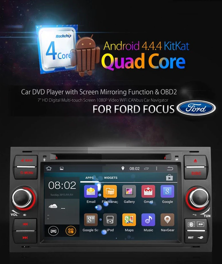 Flash Deal Car DVD GPS Player For Ford Foucs Transit C-MAX S-MAX Mondeo Galaxy Android 7.1 Mirror link Radio Bluetooth DAB OBD DVR 16GB Map 2
