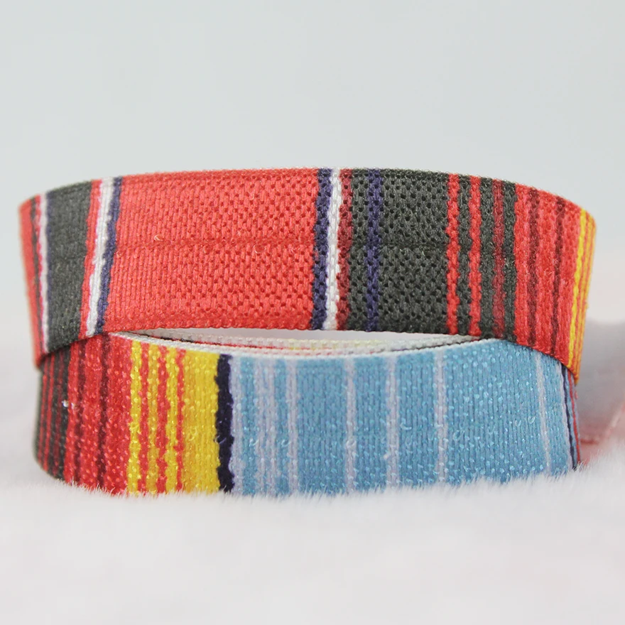 20 yards 16mm single face printed polyester webbing colorful stripe elastic ribbon for sewing | Дом и сад