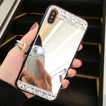 

Diamond Bling Crystal TPU Plating Mirror Phone Case For Apple iPhone XR XS Max 8 7 6s 6 Plus Case Glitter Case Back Cover Shell