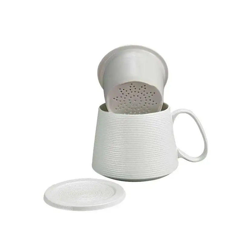 Чайная кружка с фильтром для заваривания чая с крышкой, чашка для заваривания чая с корзинка для заварки и крышкой для заваривания кофе, домашняя кухонная посуда для напитков - Цвет: Белый