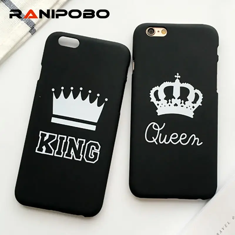 

Fashion Couple King Queen Crown Phone Case For iPhone X 5 5S SE 6 6S Plus 7 7Plus 8 8Plus Slim Matte Stylish Hard PC Back Cover