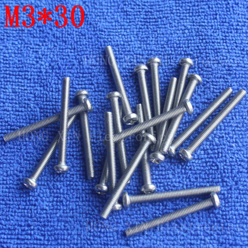 

M3*30 1pcs 304 Stainless Steel Screw 30mm Round Head Screws Phillips Crosshead Thread Bolt Brand new high-quality fastener tools