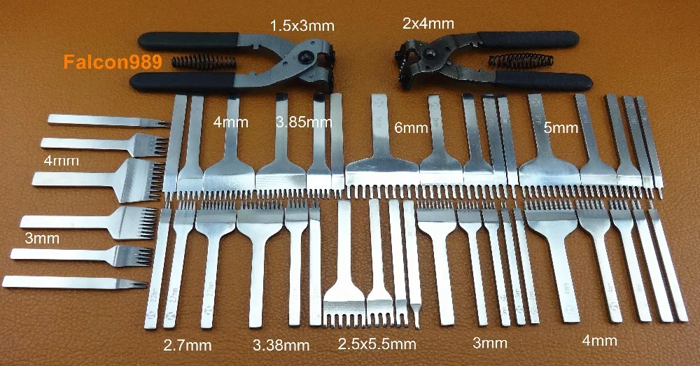 

44pcs Leather Craft Sewing Stitching Pro Line Lacing Chisel Pricking Iron Punch Tool Set Kit Edger Creaser Groover Skiver Bevele