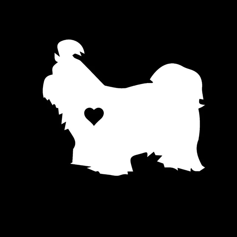 YJZT 14 5 см * 12 2 Shih Tzu стикер для автомобиля черный/серебристый с сердечком рисунком в