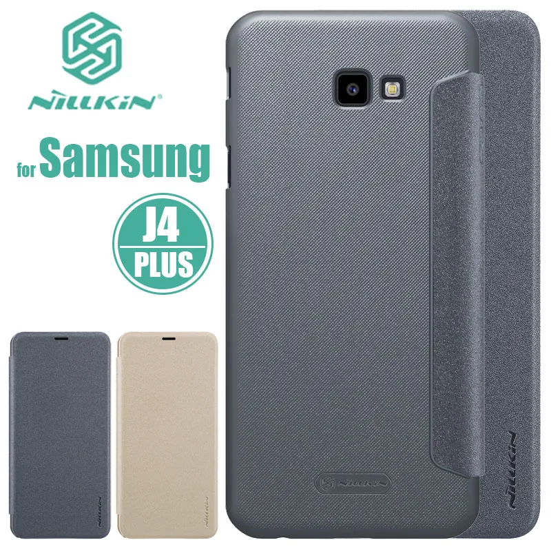 for Samsung Galaxy J4 Plus Case NILLKIN Sparkle Luxury Flip Leather Back Cover Phone Prime Nilkin Capa | Мобильные телефоны и