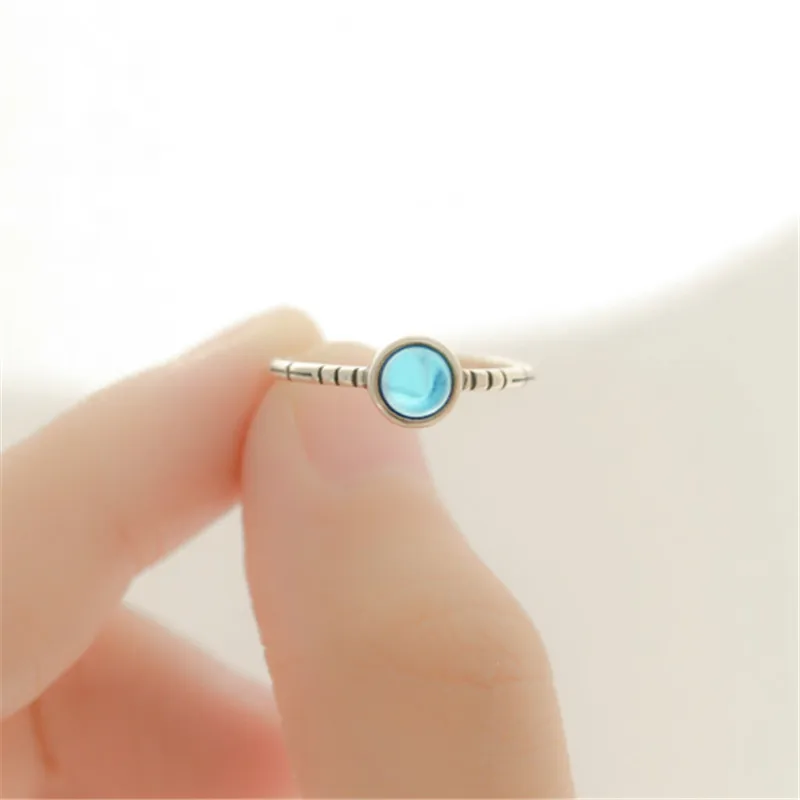 Винтажные 925 пробы серебряные кольца с синим кристаллом для женщин обручальные ювелирные изделия в стиле бохо античные кольца подарки для девушек