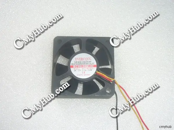 Genuine For EVERCOOL EC5015SH12C DC12V 0.2A 2.4W 3pin 3wire 5015 ...